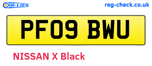 PF09BWU are the vehicle registration plates.