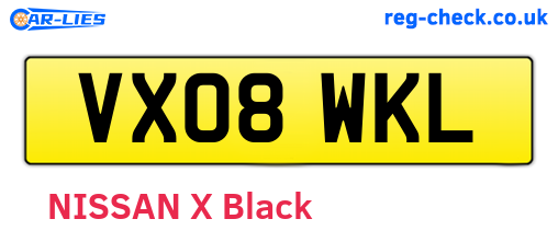 VX08WKL are the vehicle registration plates.