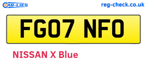 FG07NFO are the vehicle registration plates.