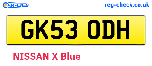 GK53ODH are the vehicle registration plates.