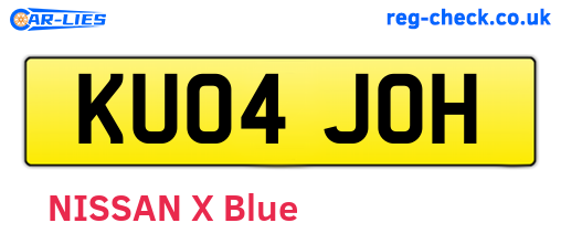 KU04JOH are the vehicle registration plates.