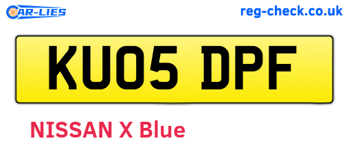 KU05DPF are the vehicle registration plates.