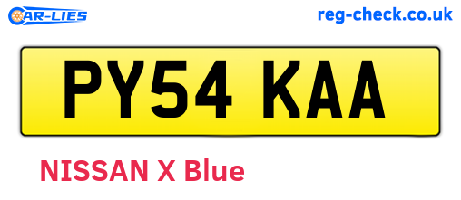 PY54KAA are the vehicle registration plates.