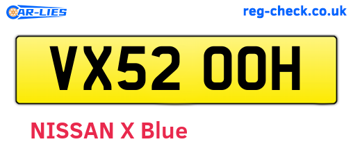 VX52OOH are the vehicle registration plates.