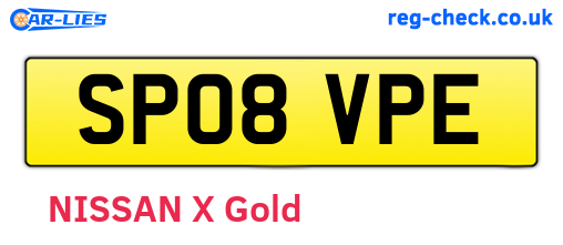 SP08VPE are the vehicle registration plates.