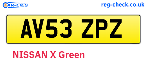 AV53ZPZ are the vehicle registration plates.
