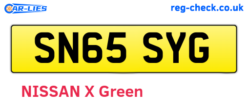 SN65SYG are the vehicle registration plates.