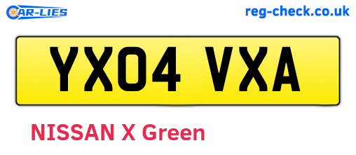 YX04VXA are the vehicle registration plates.