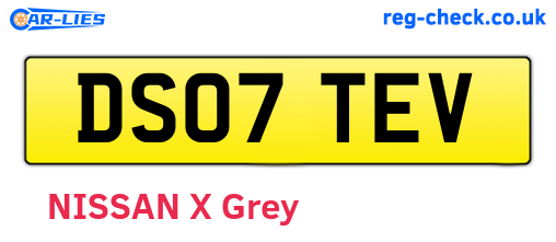 DS07TEV are the vehicle registration plates.