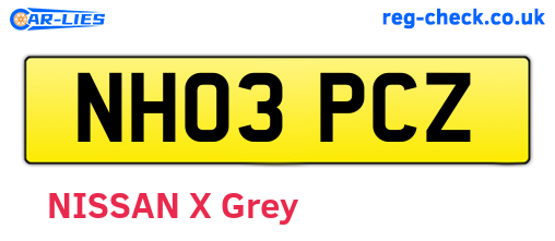 NH03PCZ are the vehicle registration plates.