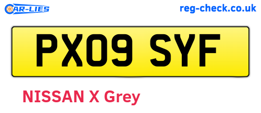 PX09SYF are the vehicle registration plates.