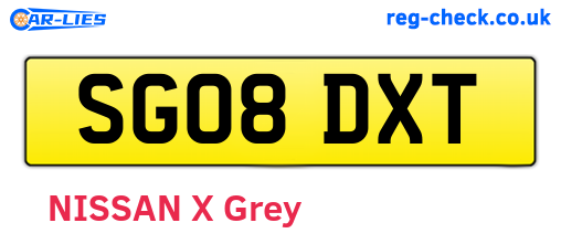 SG08DXT are the vehicle registration plates.