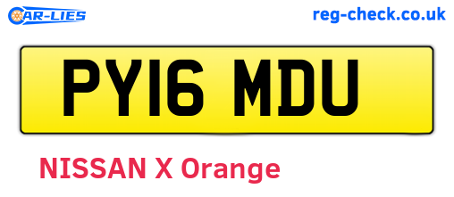 PY16MDU are the vehicle registration plates.