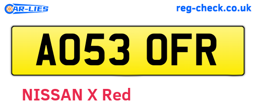 AO53OFR are the vehicle registration plates.