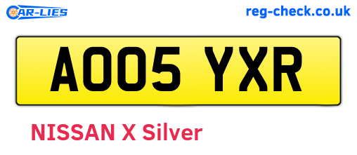 AO05YXR are the vehicle registration plates.
