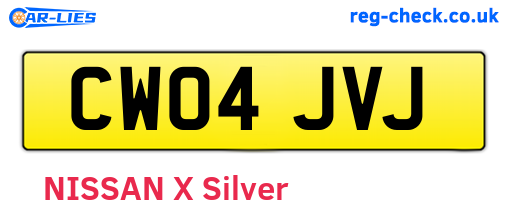 CW04JVJ are the vehicle registration plates.