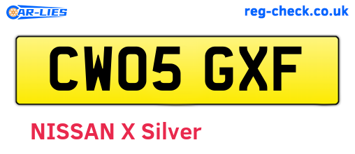 CW05GXF are the vehicle registration plates.