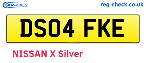 DS04FKE are the vehicle registration plates.