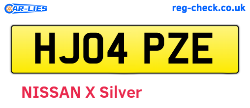 HJ04PZE are the vehicle registration plates.