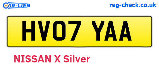 HV07YAA are the vehicle registration plates.
