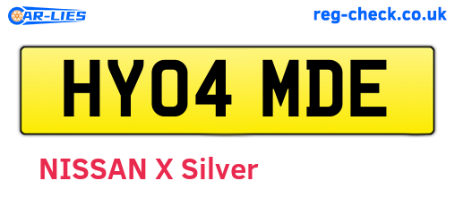 HY04MDE are the vehicle registration plates.