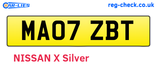 MA07ZBT are the vehicle registration plates.