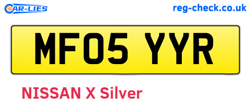 MF05YYR are the vehicle registration plates.