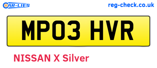 MP03HVR are the vehicle registration plates.