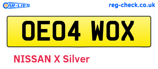 OE04WOX are the vehicle registration plates.