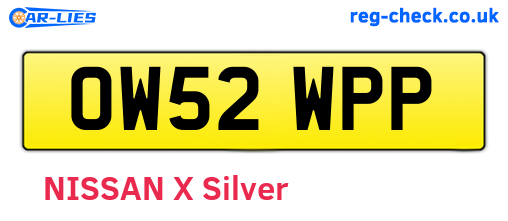 OW52WPP are the vehicle registration plates.