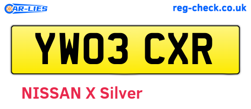 YW03CXR are the vehicle registration plates.