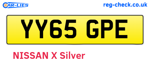 YY65GPE are the vehicle registration plates.