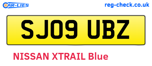 SJ09UBZ are the vehicle registration plates.