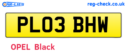 PL03BHW are the vehicle registration plates.