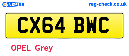 CX64BWC are the vehicle registration plates.