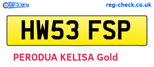 HW53FSP are the vehicle registration plates.