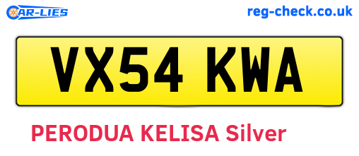 VX54KWA are the vehicle registration plates.