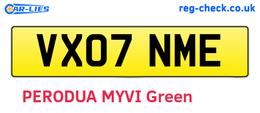 VX07NME are the vehicle registration plates.