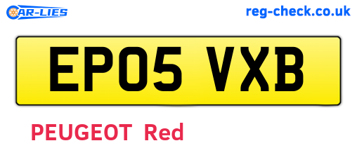 EP05VXB are the vehicle registration plates.