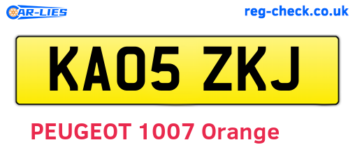 KA05ZKJ are the vehicle registration plates.