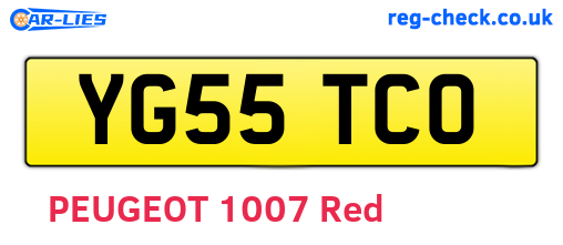 YG55TCO are the vehicle registration plates.