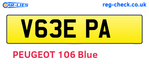 V63EPA are the vehicle registration plates.