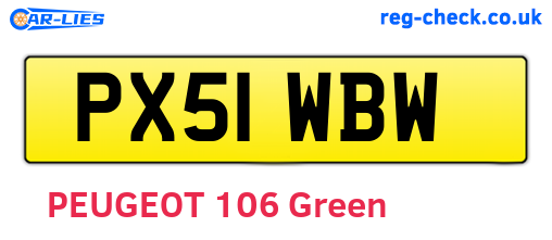 PX51WBW are the vehicle registration plates.