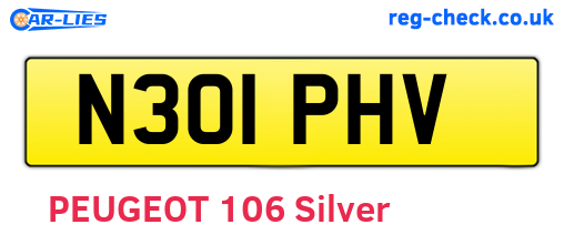 N301PHV are the vehicle registration plates.