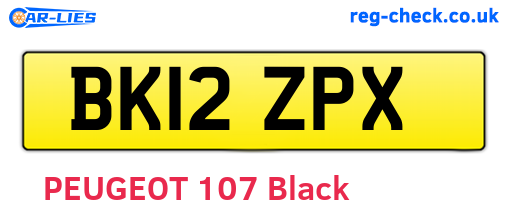 BK12ZPX are the vehicle registration plates.