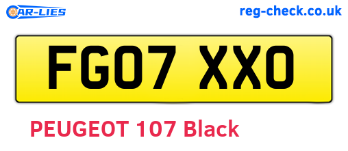 FG07XXO are the vehicle registration plates.
