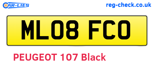 ML08FCO are the vehicle registration plates.