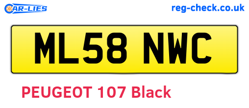 ML58NWC are the vehicle registration plates.