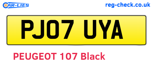 PJ07UYA are the vehicle registration plates.