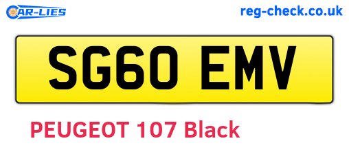 SG60EMV are the vehicle registration plates.